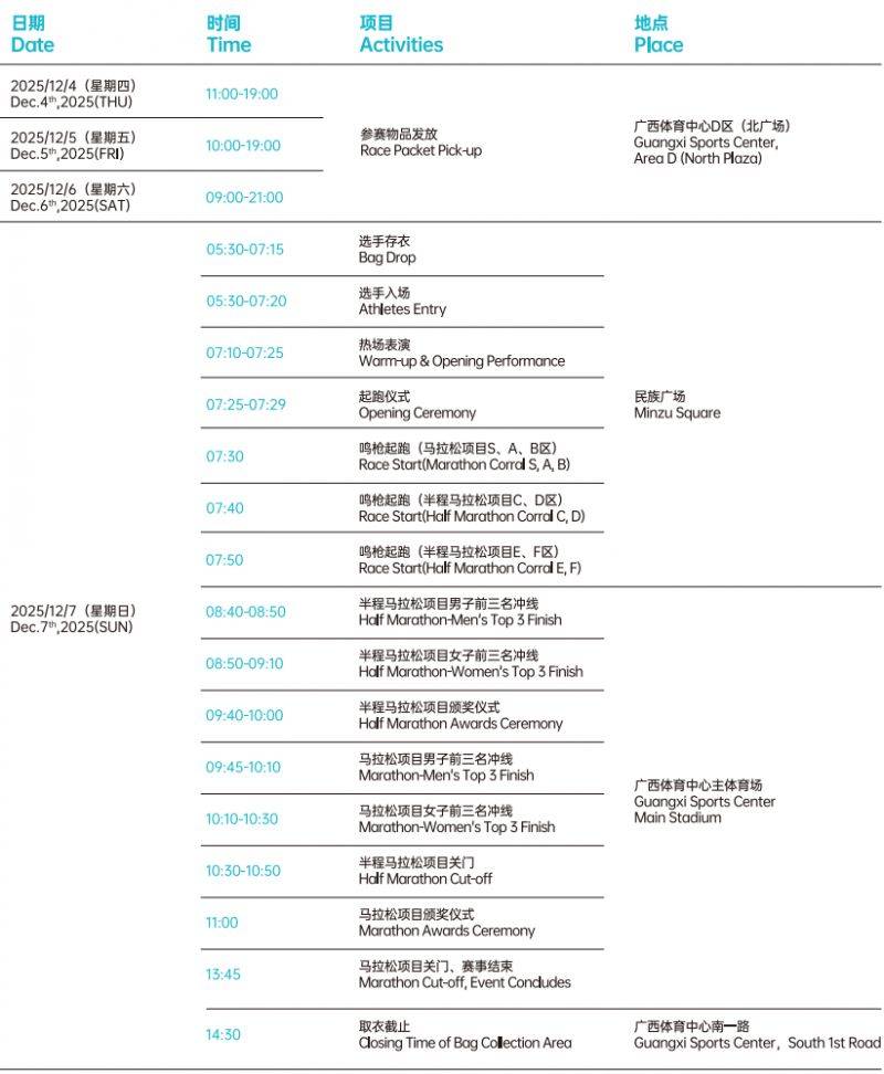 2025年南宁马拉松赛事日程