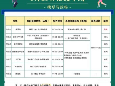 2024横琴马拉松摆渡车怎么收费