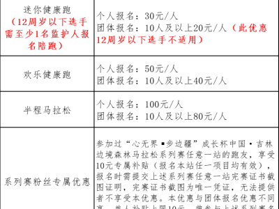 “心无界 步边疆” 成长杯  中国·吉林边境森林马拉松系列赛-长白县站(赛事规程)