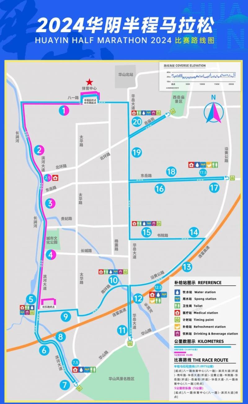 2024华阴半程马拉松比赛路线图（半马+欢乐跑）