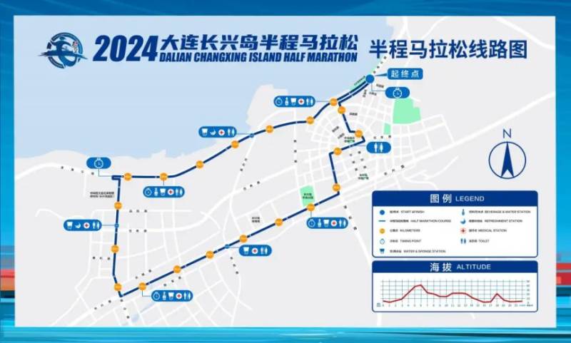 大连长兴岛半程马拉松路线+路线图