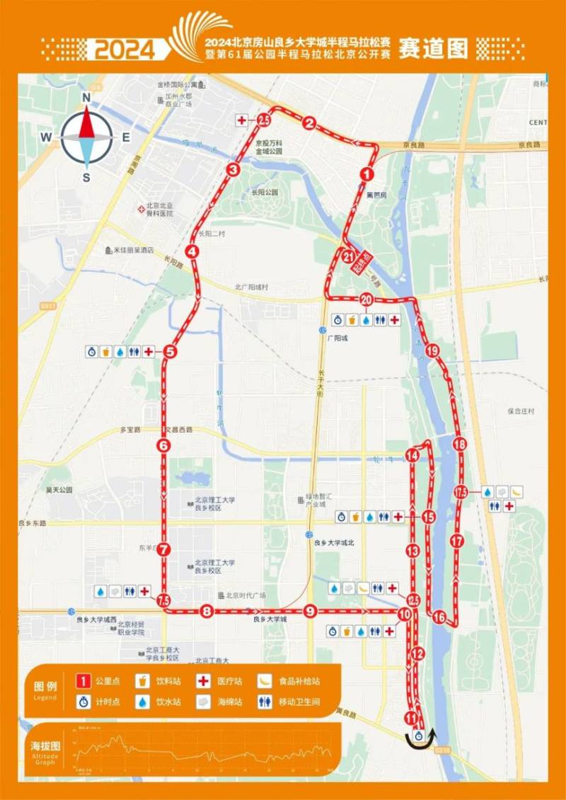 2024北京房山良乡大学城半程马拉松赛赛道图 2024北京房山良乡大学城半程马拉松赛赛道图