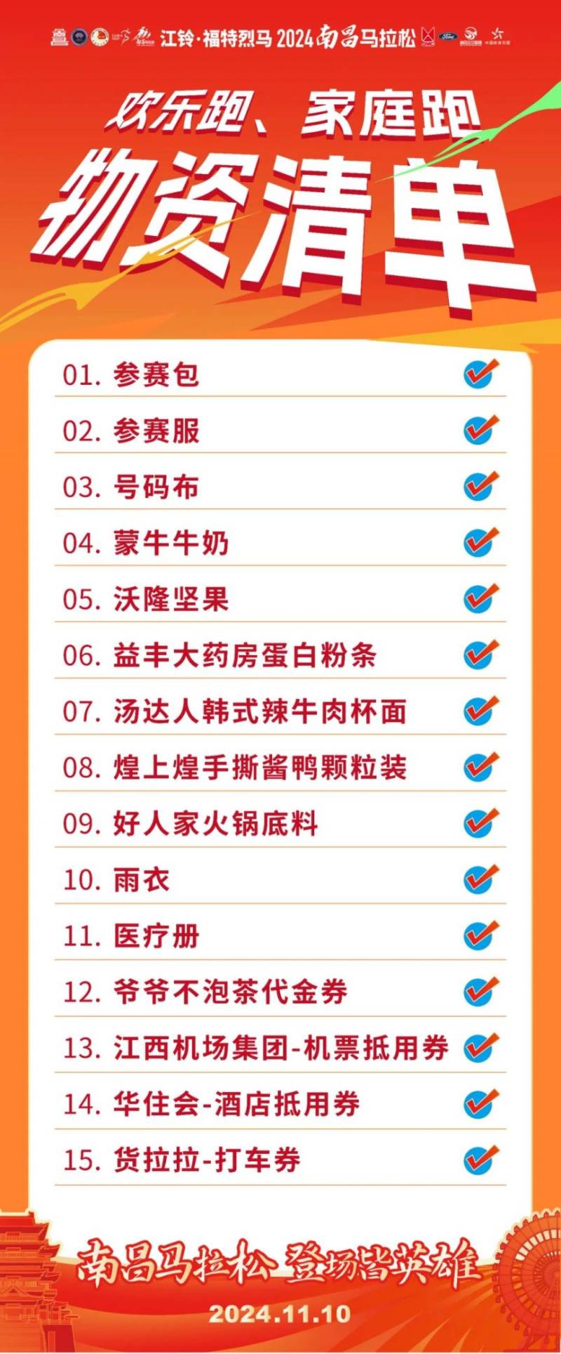 2024南昌马拉松参赛物品有哪些（2）