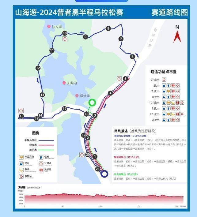 山海游2024普者黑半程马拉松赛道线路图（公里+景点）