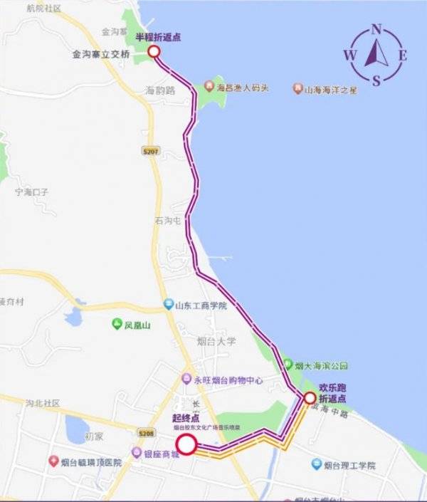 2025第十届莱山半程马拉松赛事路线（附路线图）（3）