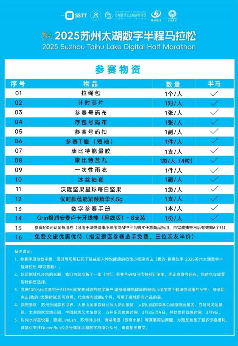 2025苏州太湖数字半程马拉松物资预约邮寄指南