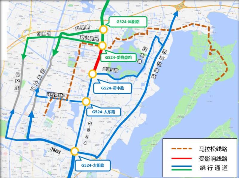 2025苏州阳澄湖半程马拉松赛事线路及临时交通管理措施（7）