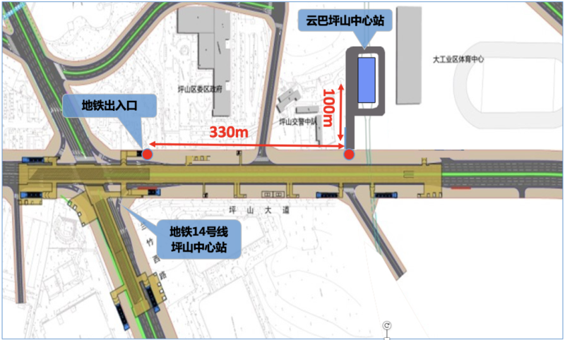 深圳坪山云巴1号线接驳换乘地铁指引（2）