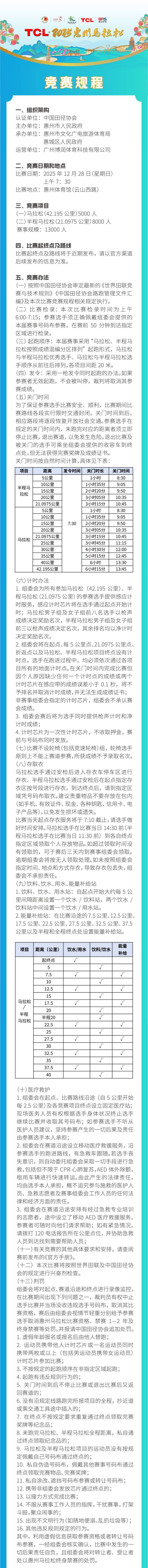 TCL·2025惠州马拉松竞赛规程