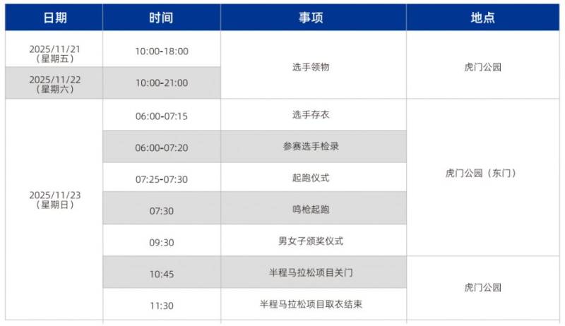 2025东莞虎门半程马拉松赛事日程时间表