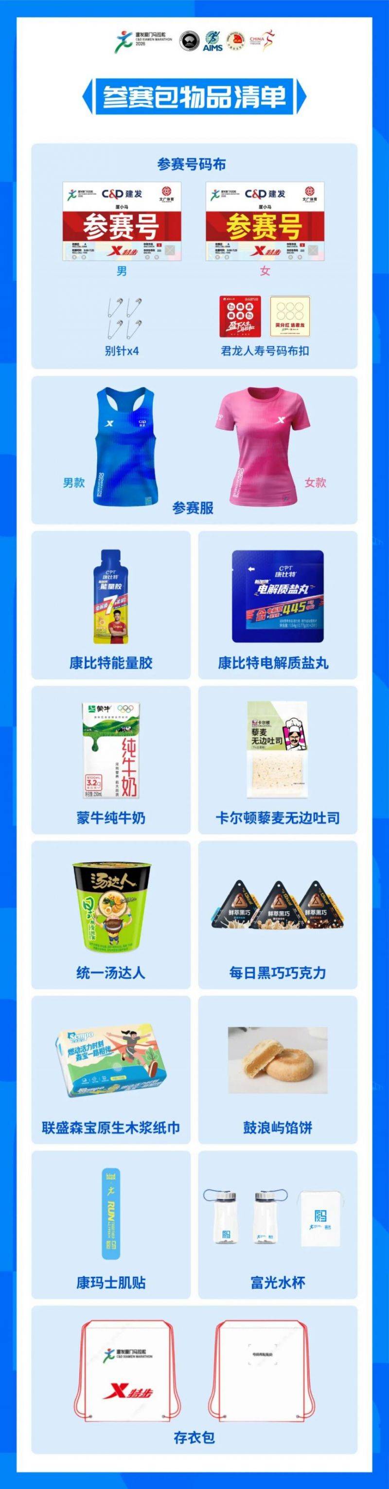 2026厦门马拉松参赛包物品清单